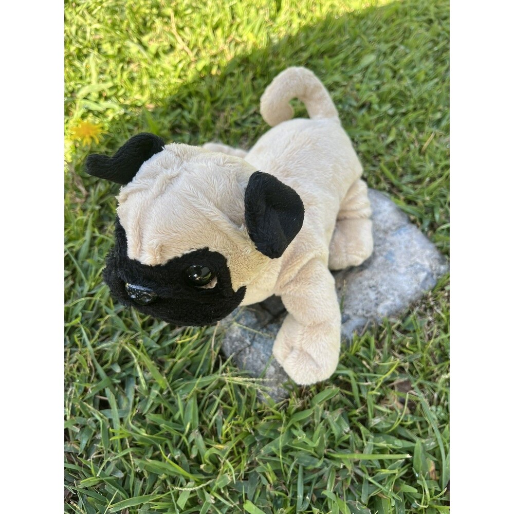 Ganz Webkinz Pug Dog Plush Stuffed 8" Soft Toy Beige Black Puppy  (HM105) EUC